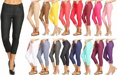 Women's Cotton Blend Capri Jeggings Stretchy Skinny Pants Jeans Leggings • $21.98