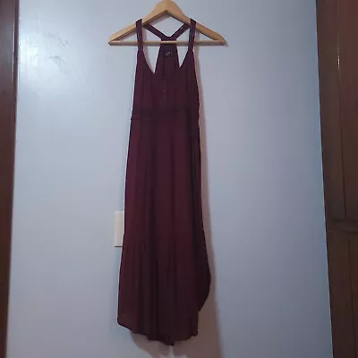 Volcom Dark Red Racerback Maxi Dress Women’s Size XS Crochet Detail • $18