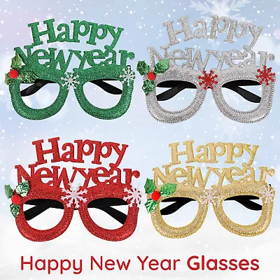 £2.19 • Buy Happy New Year Eyeglasses Frame Glitter Funny Glasses Props Party Decorations