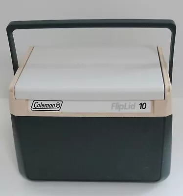 Vintage Coleman 10 Insulated Camper Box / Ice Cooler Dark Green Flip Lid Opening • £26