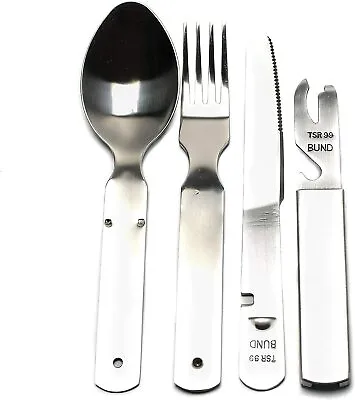 $17.99 • Buy BUND German Military Eating Stainless Steel 4-Pc Utensil Set Knife Fork Spoon