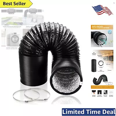 8 Inch Flexible Duct - 25ft Black Dryer Vent Hose With 2 Clamps - Non-Insulated • $63.99