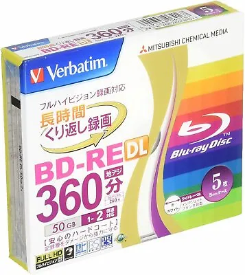 Verbatim Mitsubishi 50GB 2x Speed BD-RE Blu-ray Re-Writable Disk 5 Pack - • $30.39