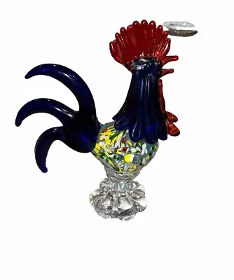 Rooster Murano Style Art Glass Figurine 8.5” Inches Cock Chicken Farm • $84.99