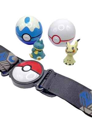 $21 • Buy Pokemon Clip ‘N Go Poke Ball Belt Set - Munchlax Premiere & Mimikyu  2018 & 2019