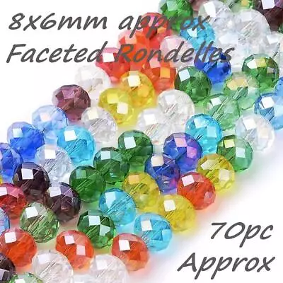 Faceted Rondelle Crystal Glass Abacus Beads Imperial Jade Roundel 8x6mm Pick Mix • £2.75