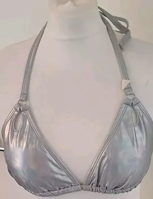 Boux Avenue Silver Metallic Ring Triangle Bikini Top  Non Wired  Various Sizes • £16