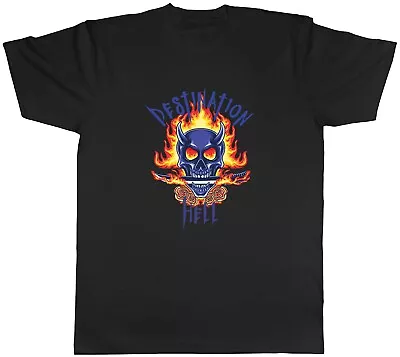 Skull Flame Mens T-Shirt Gothic Destination Hell Fire Unisex Tee Gift • £8.99