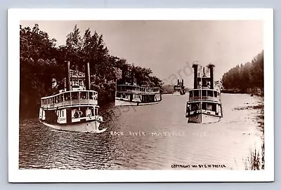 J90/ Mayville Wisconsin RPPC Postcard C40-50s Rock River Steamboats 289 • $16.10