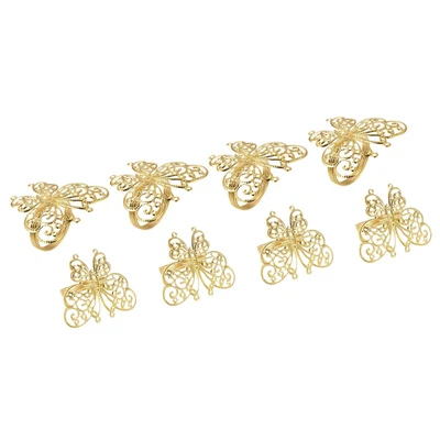 £15.96 • Buy Metal Napkin Rings, 8pcs Hollow Butterfly Napkin Ring Holder Set, Gold Tone