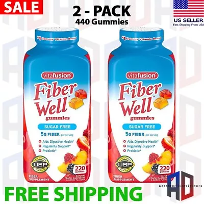 2 PACK - Vitafusion Fiber Well Gummies (220 Ct.) {Total 440 Gummies} FAST SHIP • $49.37