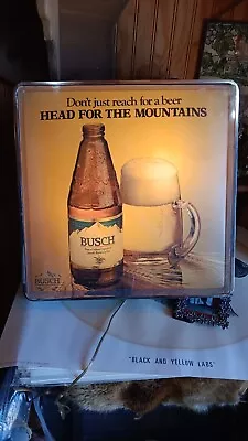 Vintage Busch Beer  Head For The Mountains  Light Up Sign-1979-works • $85