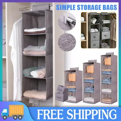 Tidy Hanger Hanging Wardrobe Storage Organiser Shelf Kids Clothes Bag Shoes Box • £3.79