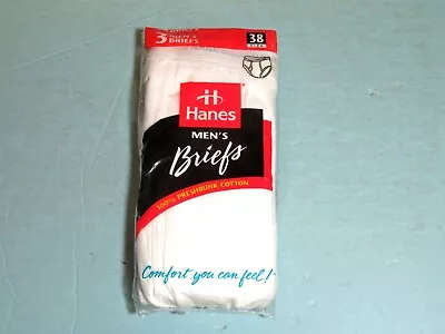 NOS NIP 1997 Hanes Men's Briefs 100% Cotton White Size 38 Pack Of 3 • $8