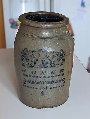 **CRACKED** One GALLON Stoneware Crock Hamilton Jones Greensboro Pennsylvania PA • $125