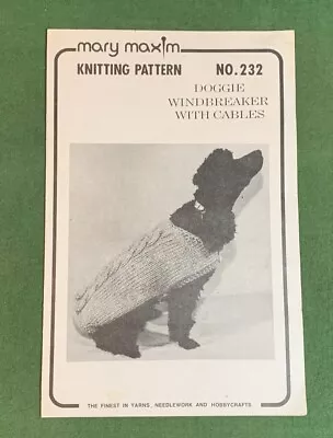 VTG Mary Maxim Knitting Pattern DOG SWEATER Doggie Windbreaker W/cables #232 • $3