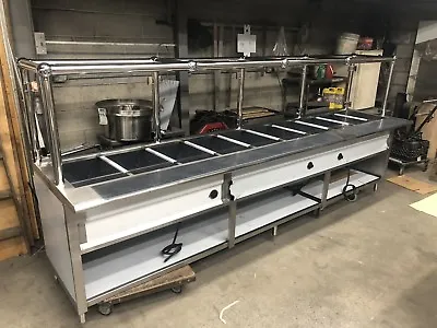 120  10ft Stainless Steel Steam Table Electric 9 Pans 208 Volts W/Sneeze Guard • $10929.69