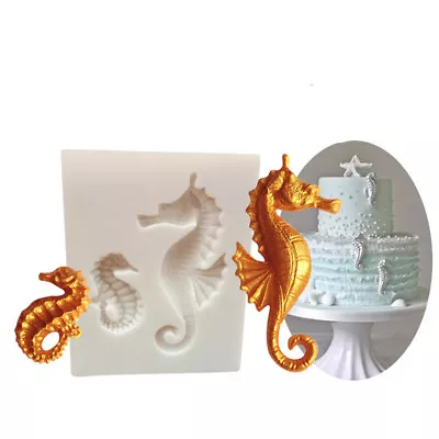 3D Sea Horse Silicone Cake Topper Fondant Sugarcraft Mould Chocolate Baking Mold • £3.95