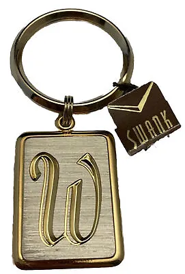 Vintage Initial  W  Keychain Mid Century Swank Key Ring Metal Monogram Accessory • $13.74