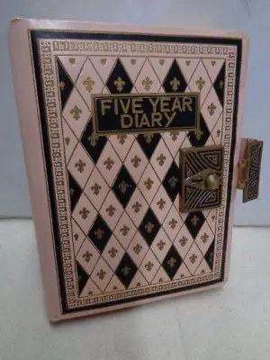 Vintage Blank 5 Year Diary Book 1964 1966 Pink Harliquin Print MOD Dime Store • $24