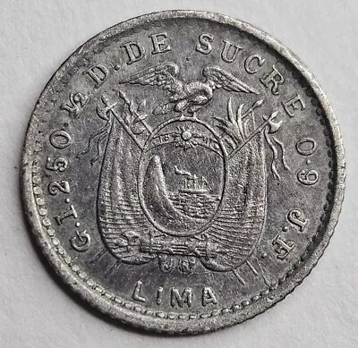 1905 L Ecuador 1/2 Half Decimo Lima Mint Extremely Fine XF + Silver Coin • $19.99