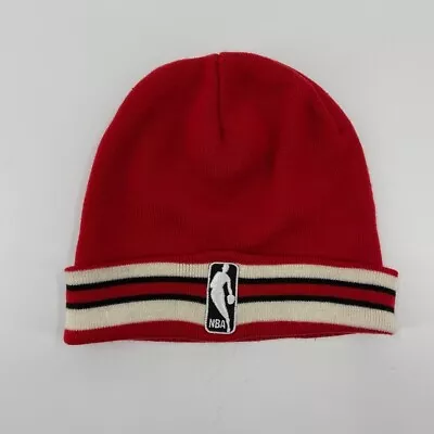 Mitchell & Ness NBA Beanie Hat Adult One Size Red White Basketball Knit Cap * • $2.49