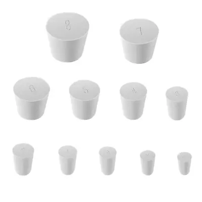 Solid Lab Rubber Stoppers31-Pack (11 Assorted Sizes White) 000# -8# Rubber • $12.32