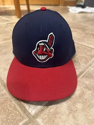 Vintage New Era Fitted 7 3/8 New Era Hat Cleveland Indians • $30