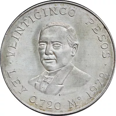 Mexico 25 Pesos 1972 Benito Juarez .720 Silver. KM# 480 • $25