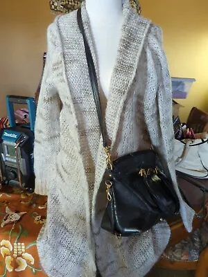 Paola Manfredi Italian Large Long Open Cardigan Sweater Brown  Wool Mohair • $10