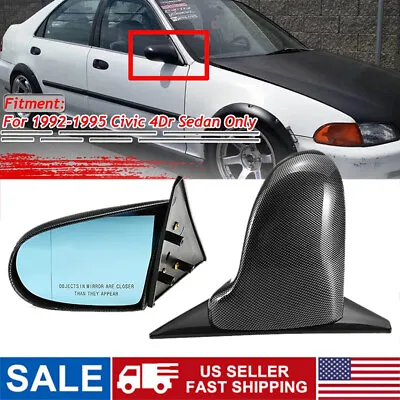 2X Fit For Honda Civic EG 92-95 Carbon Fiber Look Car Door Side Rearview Mirror • $64.39