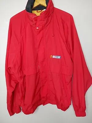 $12.96 • Buy Vintage Red NASCAR Men's Zippered Button Windbreaker Sz XL Hong Kong EUC !!