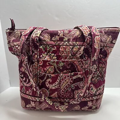 Usa Vera Bradley Retired Piccadilly Plum Tote 11 X 13 X 4 • $28