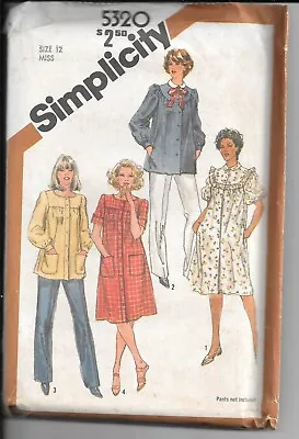 SIMPLICITY 5320 Vintage Sewing Pattern Misses' Smocks In Two Lengths Size 12 • $15.14