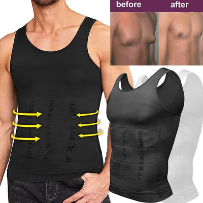 Mens Slimming Body Shaper Chest Compression Tank Top Tummy Control Undershirt US • $14.79