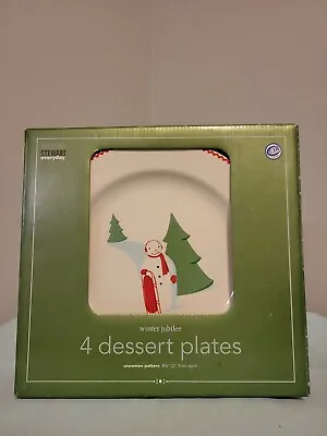 Martha Stewart Snowman Winter Jubilee Dessert Plates Set Of 4 New In Box 2004 • $15