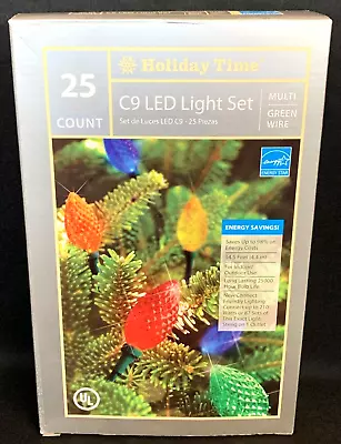 Holiday Time 25 Count C9 LED Christmas Light Set 62-345A Multi Green Wire In/out • $9.99