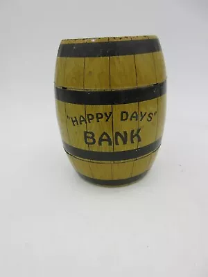 Vintage J. Chein Tin Litho Bank Happy Days Barrel Toy Nice • $14.99