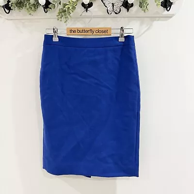 J.CREW No 2 Pencil Skirt Double Serge Wool Blue Size 2 Lined Straight 02676 • $25