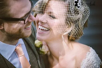  Ivory Bridal Bird Cage Veil 11inch French/Russian Netting Birdcage Vintage Veil • $20