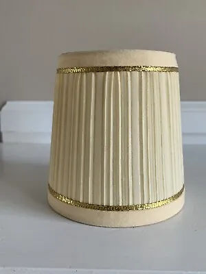 Vintage Ivory Pleated Lamp Shade W/Gold Trim 5”x4.5” • $19.50