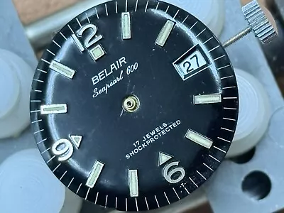 1960s Vintage Dive Watch Belair Seapearl 600 Dial Crown Wind And Movement Parts • $19.99