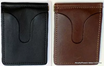 Leather Money Clip W Card Pockets Made In USA Black Or Brown NWOT • $7.95