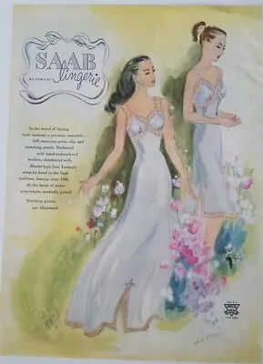 1947 Womens Saab Gown Slip Vintage Fashion Lingerie Ad • $9.99