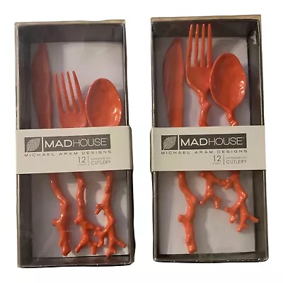 Madhouse Michael Aram Orange Twig 24-Piece Plastic Flatware Set • $24.95