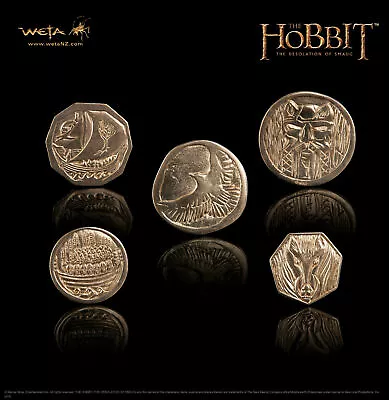 WETA LOTR HOBBIT COMPLETE COIN SET OF 5 THE TREASURE OF SMAUG Life COIN REPLICA • £47.49