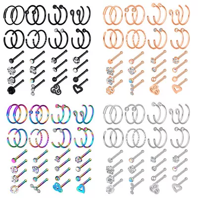 $5.99 • Buy 32PCS C-Shaped Nose Hoop Ring Surgical Steel Bone Studs Body Piercing Set 20G
