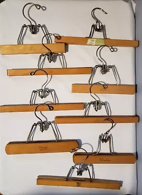 Vintage Branded Wooden Pants / Shirt Hangers Lot Of 9 • $35