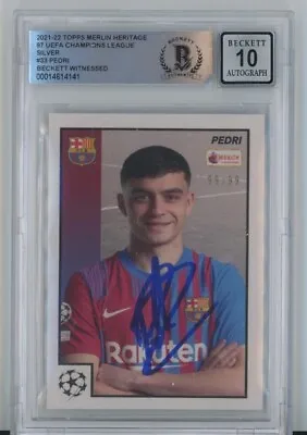 2021-22 Pedri Signed Topps Merlin #97 Rookie Auto BAS Beckett Witness Grade 10 • $344.81