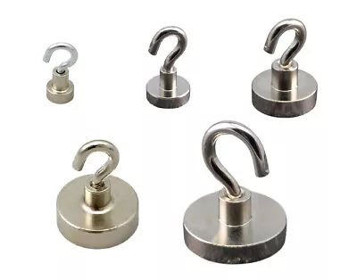 Heavy Duty Magnetic Hooks Hanger Hold Neodymium Strong Magnet Set 10mm - 32mm • £3.79